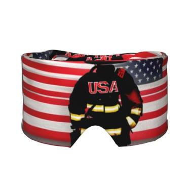 Imagem de Máscara de proteção para olhos e orelhas com estampa de bandeira dos EUA, listrada, vermelha, respirável, ajustável, blecaute, confortável