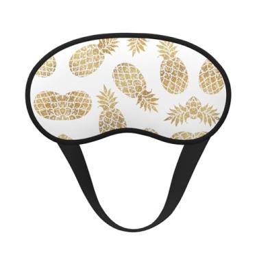 Imagem de Máscara de dormir blackout com estampa de fundo de abacaxi dourado máscara de luz macia para dormir meditação viagem ioga
