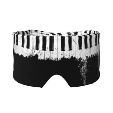 Imagem de Máscara para dormir com estampa de piano para olhos e ouvidos respirável ajustável blackout venda confortável