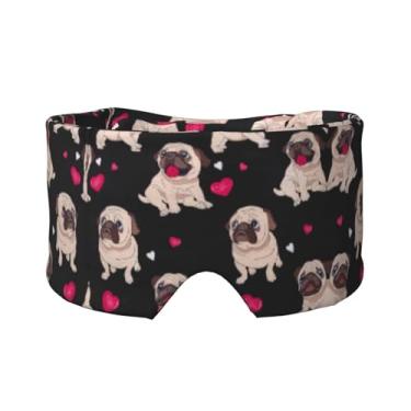 Imagem de Linda máscara para dormir com estampa de pug para olhos e orelhas, respirável, ajustável, blecaute, venda, confortável