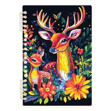 Imagem de Burbuja Caderno colorido de cervos, papel pautado universitário A5 com 60 folhas, caderno de anotações para diário, escritório, 1 pacote