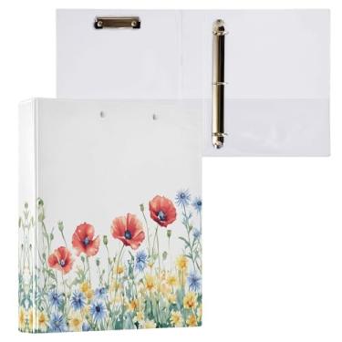 Imagem de STAYTOP Organizador de fichário redondo de flores silvestres em aquarela, fichário de 3 anéis com prancheta (carta A4), fichário fofo para material de escritório escolar