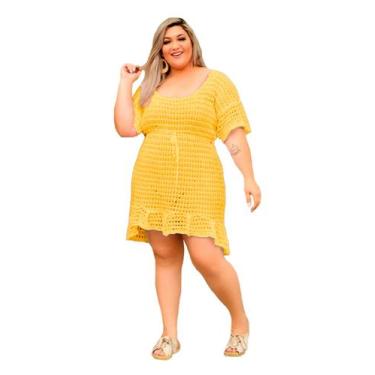 Imagem de Saída De Praia Tricot Plus Size Babado Manguinha - PLUS MESMO E DAÍ, A