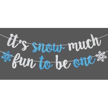 Imagem de It’s Snow Much Fun to be One Banner, Winter 1st Birthday Decor, Winter Onederland/Snowflake One, Winter Frozen Baby’s 1st Birthday Baby Shower Party Decorations Supplies, Silver and Blue Glitter