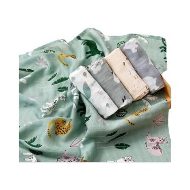 Imagem de Conjunto De 5 Panos De Bebê De Algodão Muslin De Bambu Super Macio 60x