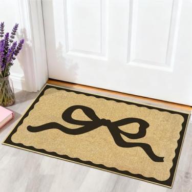 Imagem de LENRURU Tapetes para porta da frente, entrada externa, tapete de laço preto com suporte interno antiderrapante tapete de boas-vindas para a família, durável, discreto, tapetes para casa, para quarto