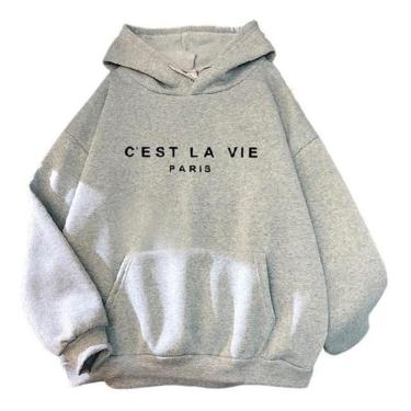 Imagem de Moletom Blusa De Frio La Vie Com Capuz Canguru Estiloso-Feminino