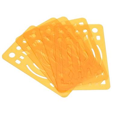 Imagem de Pissente 10Pcs Escudo de Borrar, Gabarito Multiuso para Desenho Técnico Com Cortes de Várias Formas para Projeto de Design e Correção de Linhas (ORANGE)