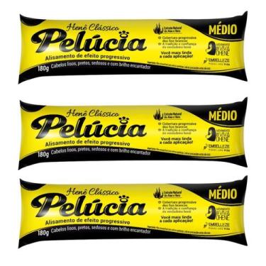 Imagem de Alisante Henê Pelúcia Medio BISNAGA 180g Kit C/ 3un