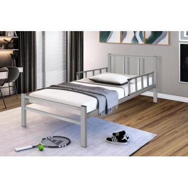 Imagem de Cama Solteiro de 0,80 inteira de aço reforçada - B GASPARI, Cinza