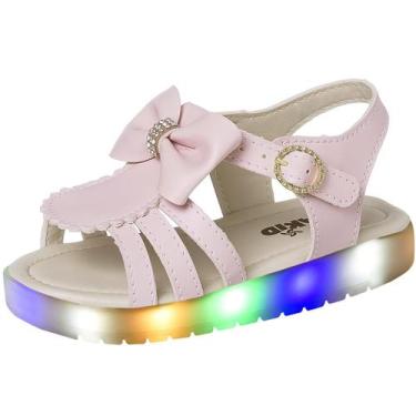 Imagem de Sandália Infantil Menina Luz Led Que Acende Com Flor - Lumie, Rosa, 27