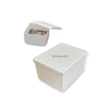 Imagem de Porta Tudo Plástico Pequeno Arrumação Bijuteria C/Tampa 25U (Branco)