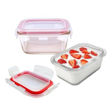 Imagem de Pote Vidro Hermético Borossilicato Condimento 200ml Fit Frutas Trava T