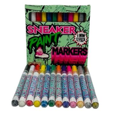 Imagem de Conjunto de marcadores de tinta AlphaFlex, ponta de 4 mm, pacote com 12 cores sortidas para personalização de tênis, tela, tecido, vidro, madeira e cerâmica