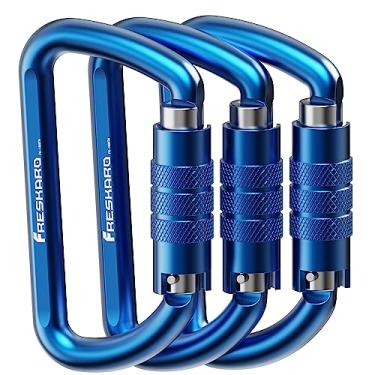 Imagem de FresKaro Clipes de Mosquetão com Travamento de 3" - Twist Auto Lock Caribeener, Chaveiro Resistente, Ganchos de Carabeaner, Alumínio Aéreo 7075 Ultraleve, para Rede, Caminhada, Balanço de Ioga, Campin