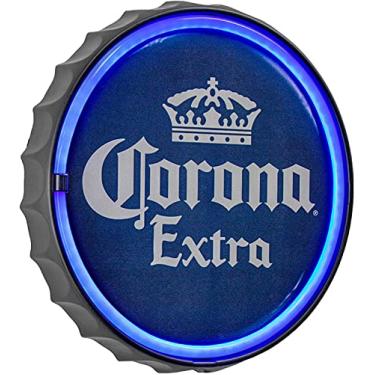 Imagem de Placa de corda de neon de LED extra azul Corona, tampa de garrafa em forma de 30,48 cm, oficialmente licenciada, conectada ou alimentada por bateria, decoração de parede para casa, bar, garagem, loja ou caverna de homem