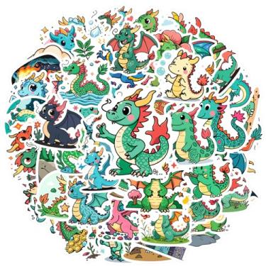 Imagem de 70 peças Dragon Fantasy Mythical Adventure Fire Breathing Scaly Winged Miniatura adorável para guitarra, laptop, capacete, skate, notebook, bagagem, copo para celular