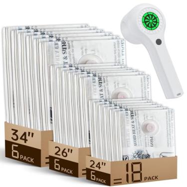 Imagem de Bomba recarregável sem fio com conjunto de sacos de vácuo de viagem, pacote com 15 sacos de compressão para bagagem e mochila (18 sacos combinados + bomba sem fio)