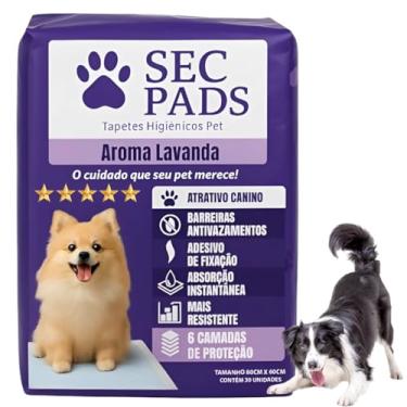 Imagem de Tapete Pet Higiênico Cachorro Tapetinho Educativo Seca Rápido Com Cheiro Aroma Lavanda Pacote 30 unidades 80x60 SecPads