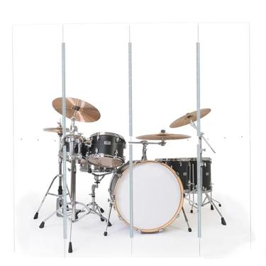Imagem de Protetor de tambor | Barreira de som acrílica portátil de 5 painéis de 0,6 m x 1,5 m | Dobradiças de aço inoxidável de comprimento total | Gaiola de bateria para casa, igreja, prática e apresentações.