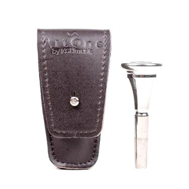 Imagem de Bolsa dupla para trompa francesa. Bolsa de transporte de couro vegano para proteção bucal. Suporte único para bocal. Acessórios para trompa francesa. Presente para trompa francesa (marrom, bolsa para