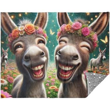 Imagem de Cobertor macio personalizado de burro fofo animal engraçado para sofá cobertor mais macio do mundo cobertores fofos estampados 178 cm x 139 cm
