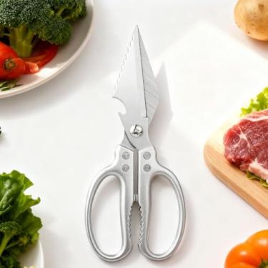 Imagem de Tesouras de cozinha resistentes, tesouras de pizza multiuso com abridor de garrafas, biscoito de nozes, tesouras de aço inoxidável para alimentos