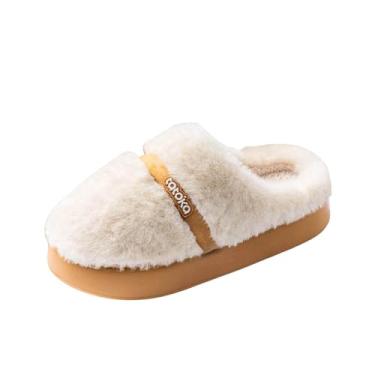 Imagem de Pantufas femininas antiderrapantes e aconchegantes forradas com lã para uso doméstico durante o outono e inverno com forro macio e design confortável, Amarelo, 35