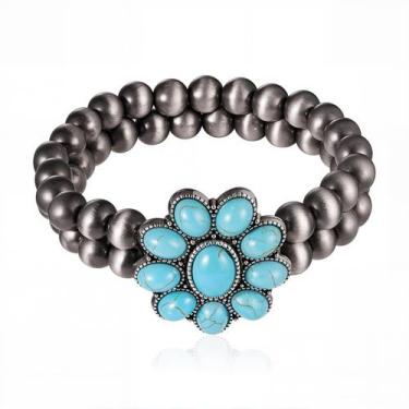 Imagem de Pulseira Montana West RCW-WH05TQ com miçangas turquesas