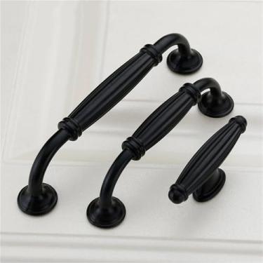 Imagem de Puxadores de porta de liga de alumínio preto puxadores de armário de cozinha puxadores de armário de cozinha para puxadores de móveis, acessórios de ferragens 1 peça (96 mm)