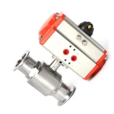 Imagem de Braçadeira de válvula esférica sanitária de aço inoxidável 304 de 63 mm tipo virola válvulas esféricas de instalação rápida com cilindro de ação dupla