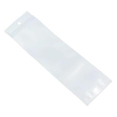 Imagem de Saco Zip Poolsy 7cm x 20cm Frente Transparente e Fundo Branco Com 100 