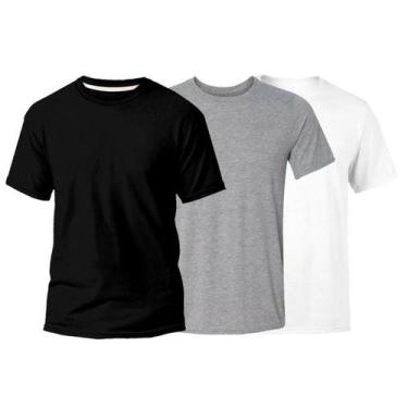 Imagem de Kit 3 Camisetas Masculina 100% Algodão Básica Lisa Gola Redonda Varias