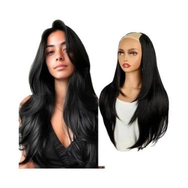 Imagem de Extensão De Cabelo Sintético Longa E Lisa De 22 Polegadas, Clip-in, Pr