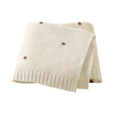Imagem de Cobertores De Bebê De Algodão Crocheted Unissex 90x70cm Envoltório Par
