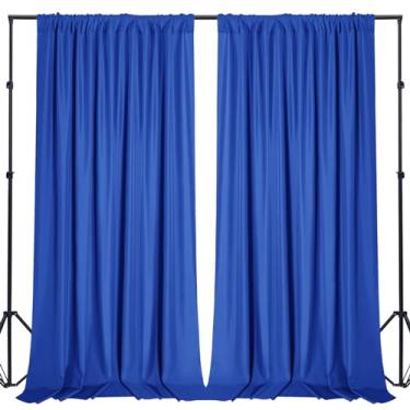 Imagem de Sugargirl Cortinas de fundo azul royal sem vincos, cortinas de fundo de poliéster com bolsos de haste para festa, aniversário, fotografia de casamento, decoração de casa (1,5 x 2,8 m, 2 painéis)