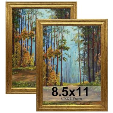 Imagem de KTKDE Conjunto de 2 porta-retratos de 21 x 28 cm, molduras douradas vintage ornamentadas com vidro real 21 x 27 cm, moldura antiga para decoração de parede ou mesa, decoração de casa retrô, melhor