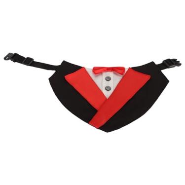 Imagem de aqxreight Coleira Formal de Smoking para Cães, Bandanas de Casamento para Cães, Babadores Formais Ajustáveis ​​com Gravata Borboleta Vermelha para Grandes, Médios e Pequenos M 23x15cm / 9,1x5,9in e