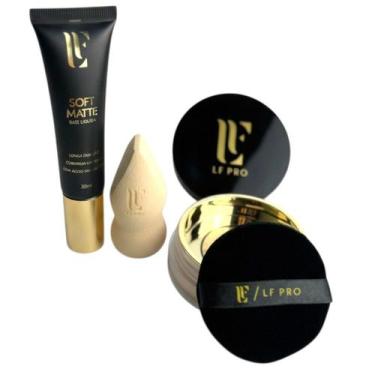 Imagem de Kit 3 Produtos Base Soft Matte Pó Soft Eye Esponja Face Perfect LFpro,