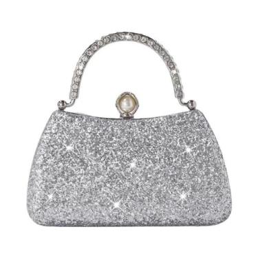 Imagem de Bolsa De Mão Clutch Com Strass Brilhante E Lantejoulas Para Vestido De