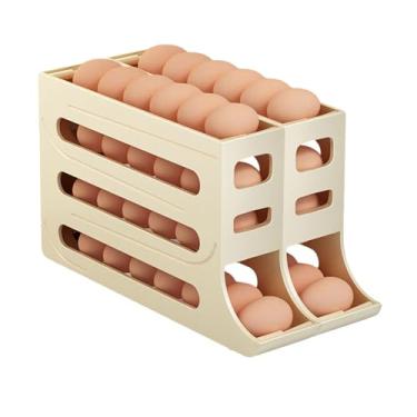Imagem de Suporte para Ovos com Rolamento Automático de 4 Andares Geladeira - Organizador Dispensador Economizar Espaço Recipiente Grande Capacidade 30 Caixa Ar