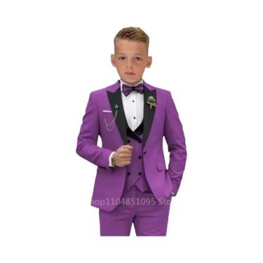 Imagem de Terno Slim Fit Infantil Verde Matcha De 3 Peças Com Lapela Pontuda, Ja