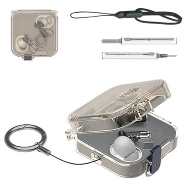 Imagem de Capa para fone de ouvido (3) – Capa protetora de TPU transparente, fina à prova de choque, suporta carregamento sem fio/com fio, antiamarelamento (cinza claro)