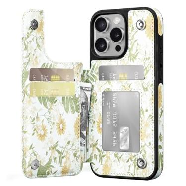 Imagem de Capa carteira para iPhone 16 Pro com porta-cartões de couro PU bloqueio RFID para iPhone 16 Pro, capa flip para mulheres e homens, fecho magnético com suporte de 6,3 polegadas