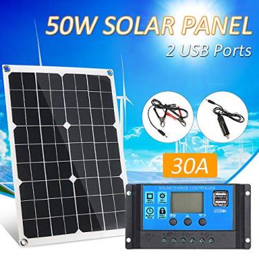 Imagem de Painel Solar de Saída Dupla 50W 5V 18V com 2 Portas USB Car IP65 Àgua Controlador Inteligente PWM 12V 24V Regulador