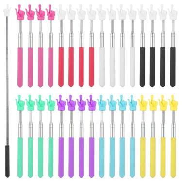 Imagem de Pacote com 32 bastões de dedo de ponteiro, ponteiro para sala de aula, extensível, colorido, ponteiros, multiuso, ponteiros retráteis para professores para apresentador de quadro branco, essenciais
