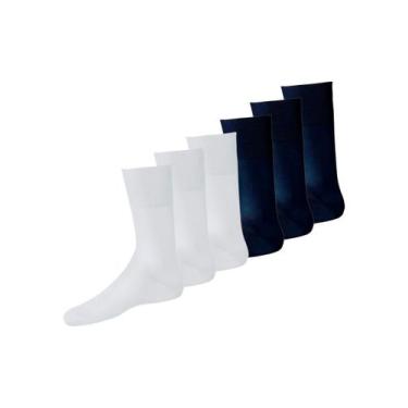 Imagem de Kit com 6 Pares de Meias Social Lupo 1100-011/049 Colorido, Branco, 37