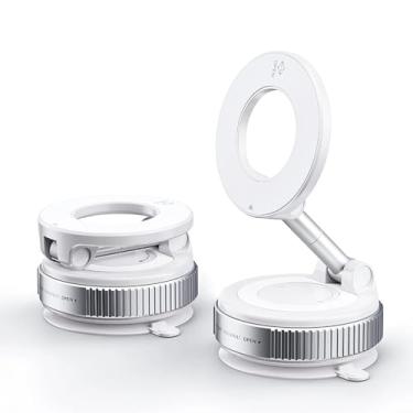 Imagem de Suporte Magnético Universal com Ventosa de Sucção 360° para Celular, Veicular Multiuso Mesa Parede Vidro Portátil (BRANCO)