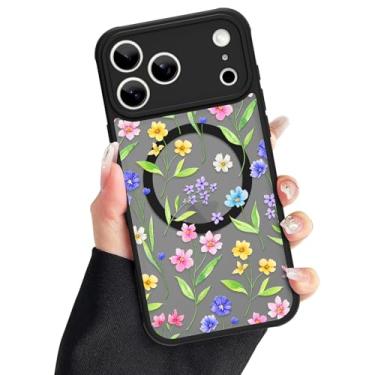 Imagem de ZIYE Capa floral para iPhone 17 Pro Max [compatível com Magsafe], linda capa protetora de TPU (poliuretano termoplástico) macio à prova de choque e traseira rígida