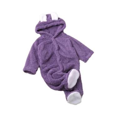 Imagem de Macacão De Manga Longa Com Estampa De Urso Para Bebês Meninos E Menina